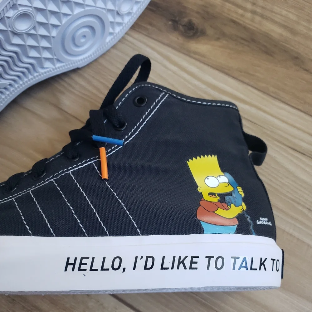 4Y Adidas The Simpsons Nizza Hi RF Junior Pranks On Moe Bart Fan Hi Top Sneakers